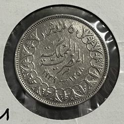 Egypt 5 Piastres 1939 Silver Coin