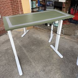 Green Electric Desk With Gray Design Hand Crafted Sit To Stand