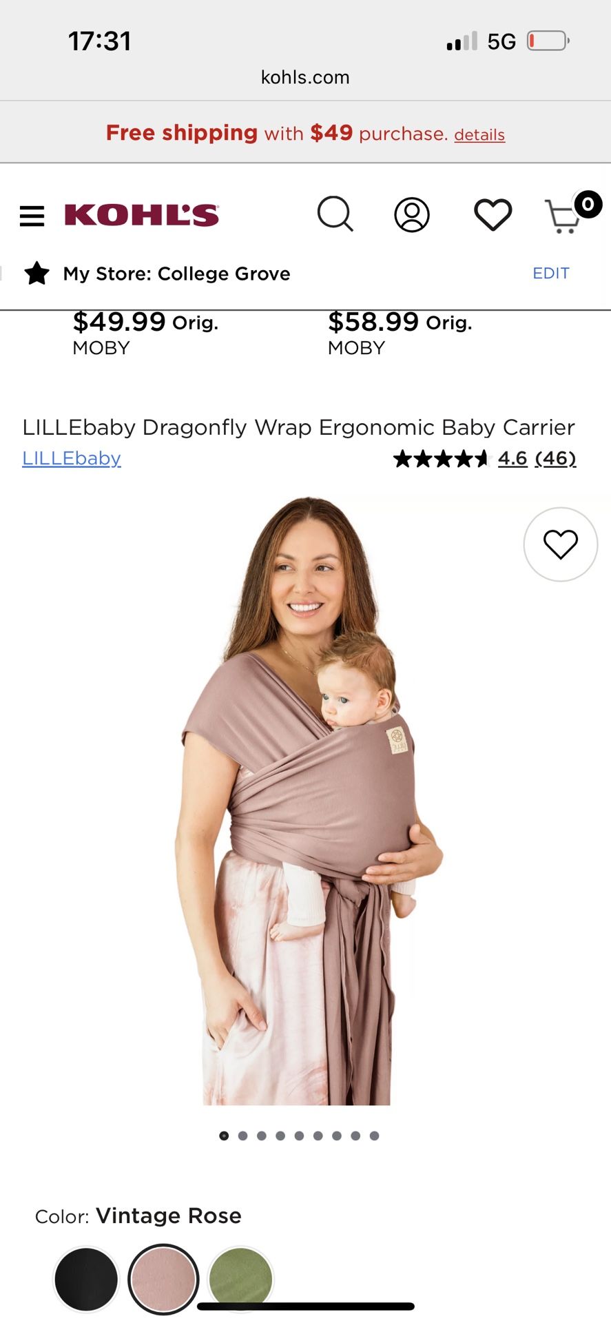 LILLEbaby Dragonfly Wrap Ergonomic Baby Carrier - Vintage Rose
