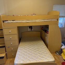 Twin Bunk Beds W Storage And Desk 