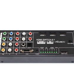 Multi-Functional HDMI Converter With 8 Inputs (VGA + AV + Ypbpr Component + HDMI) To One HDMI Output,COAXIAL Output,SPDIF Output Supports HDMI V1.4 3D
