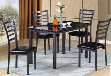 Elegant 5PC Marble Top Dining Set – Modern Style & Comfort, Best Price On Sale