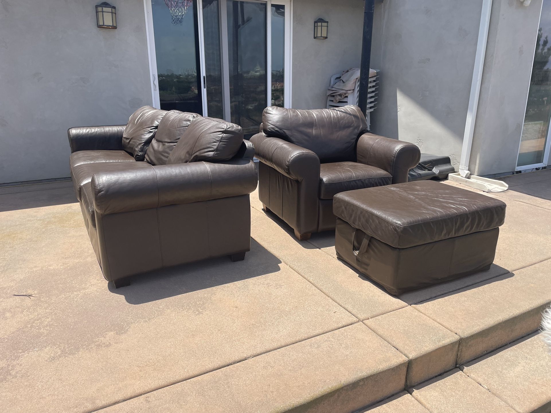 Full Leather Couch, Chair, Ottoman - Great Condition.