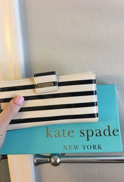Kate Spade striped patent wallet