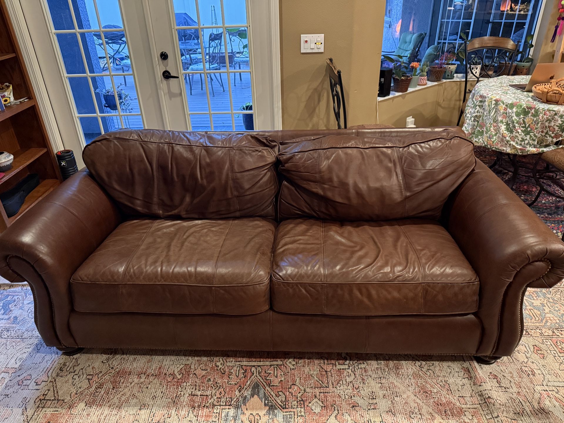 Bernhardt Leather Sofa, Armchair + Ottoman Set