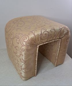 Vintage Pink & Gold Waterfall Vanity Stool / Accent Bench