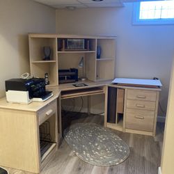 Corner Computer Desk & File Cabinets