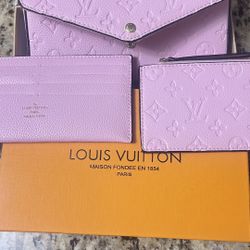 ouis Vuitton Pink Monogram Empreinte Wallet Set – Complete Bundle(brand new)