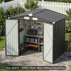 $210!!! 6’x4’ Black Metal Storage Shed New in box NO base