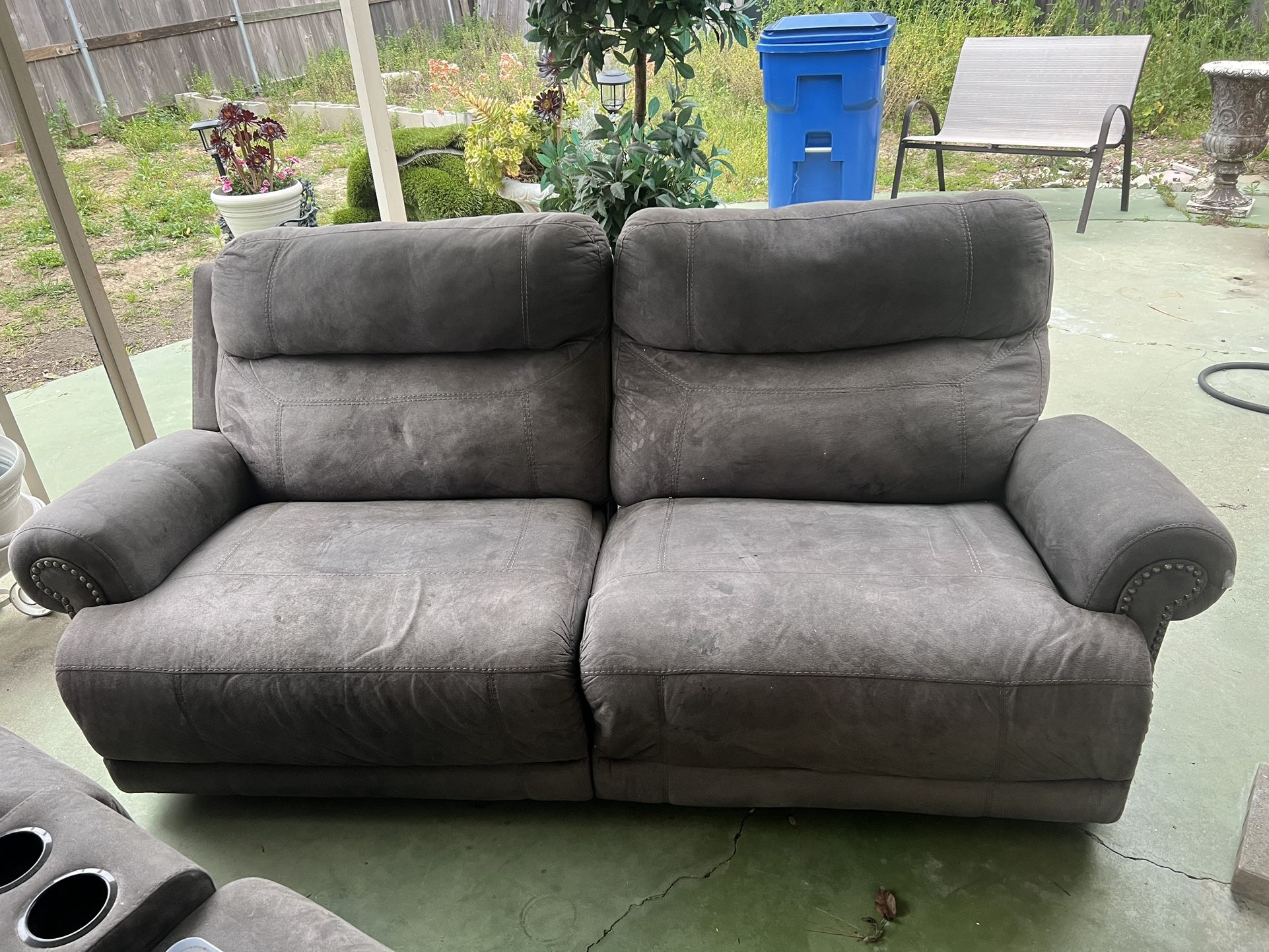 SET OF GREY RECLINING COUCHES $400