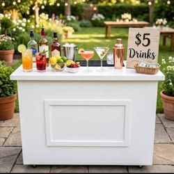 Mobile Bar Cart – Handmade 4x3ft Portable Event Bar | Painted Finish | $475 | Wheels Optional