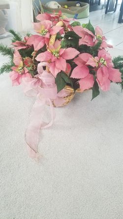 Artificial Cheistmas Poinsettia In Basket 