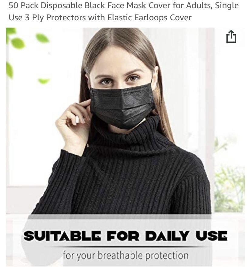 12 Boxes 50pcs Black Disposable Face mask 