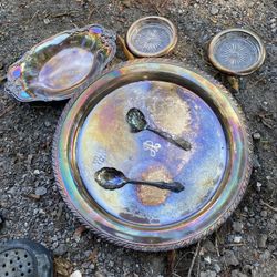 Silver Plated Plates And Spoons
