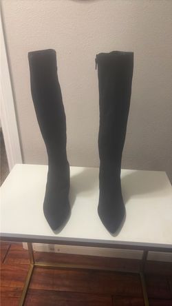 I-N-C Black Suede Knee-High Heeled Boots