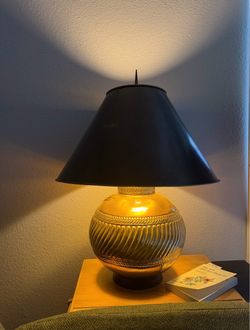 Gold-Tone Table Lamp with Black Shade
