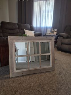 Rustic Window Pane Mirror