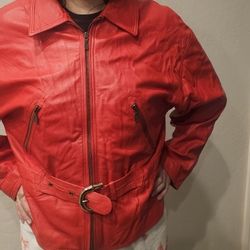 Red Leather Jacket Sz Medium