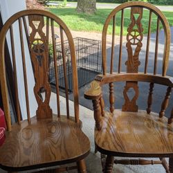 6 Solid Oak Dining Chairs
