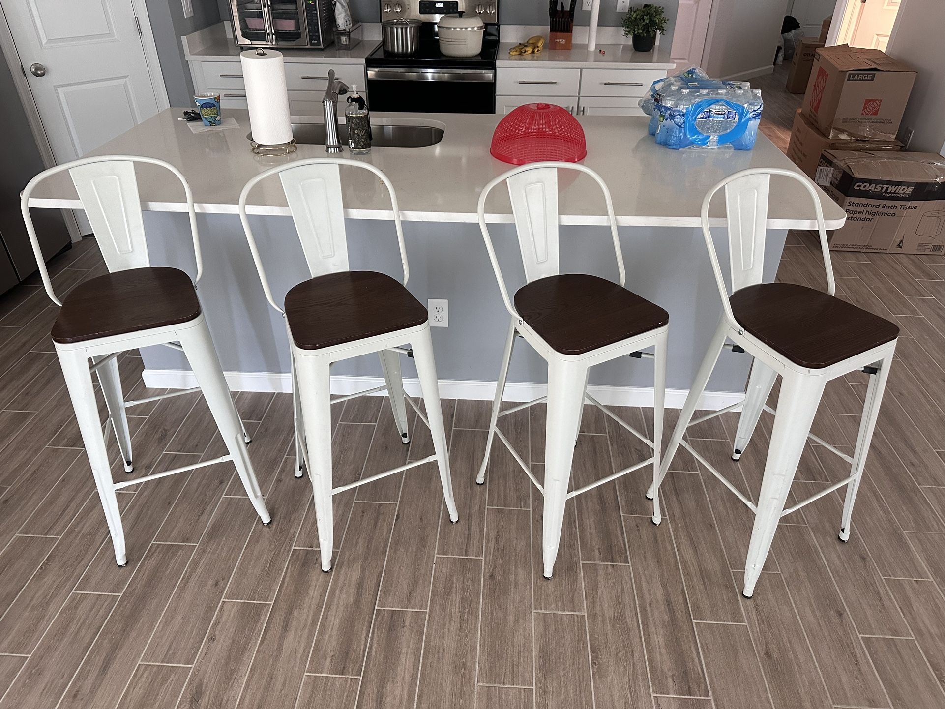 4 Metal/Wood Barstool Chairs