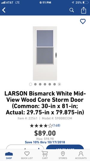 30 Storm Door White Insulated For Sale In Indianapolis In Offerup