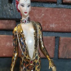 Rare Franklin Mint Erte Leopard Limited Edition Figurine Art 5.3in
