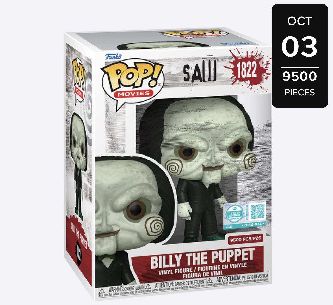 Funko POP Saw Billy The Puppet #1822 LE 9500Pieces Exclusive Confirmed- Presale
