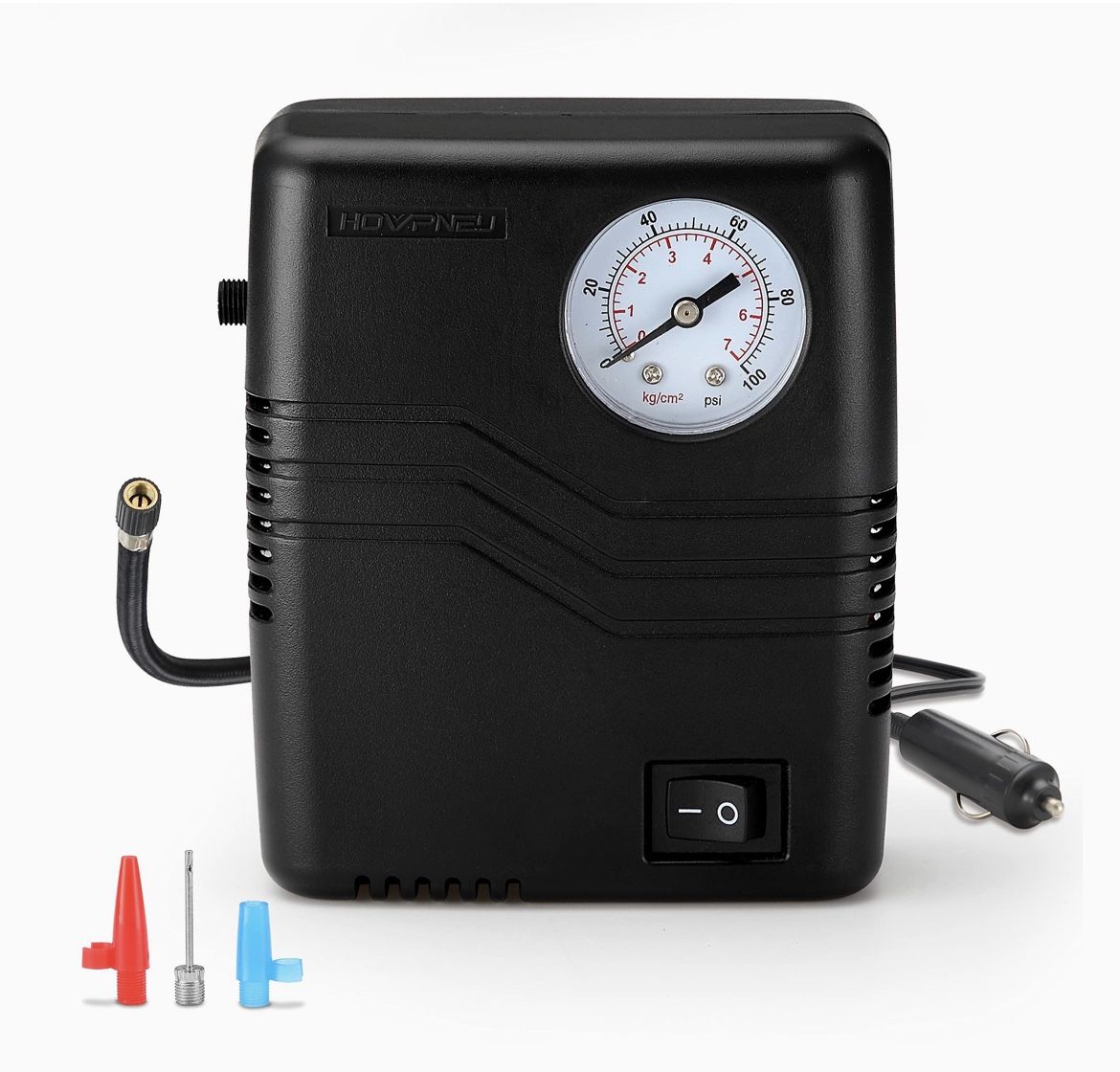 HOVPNEU Portable Tire Inflator Air Compressor 12V DC Auto Car Air Pump Compact with Pressure Gauge for Motorcycles Bicycles SUV Vehicle or Inflatables