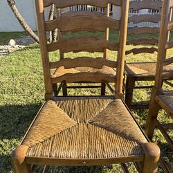 Vintage Ladderback Dining Chairs – Set of 6 (Rush Seats)