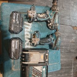 2 Makita Drills,2 Batteries & 1 Charger