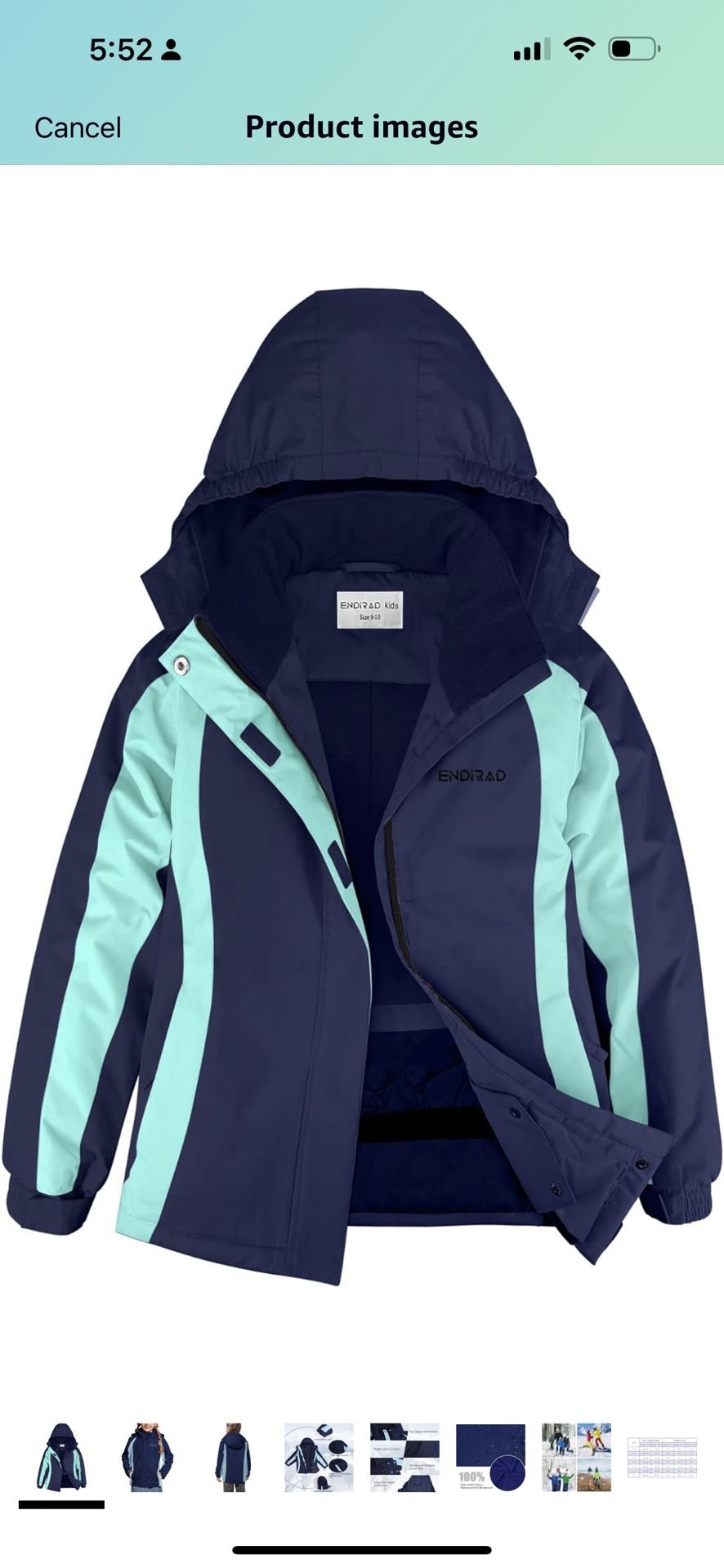 Waterproof Ski Jacket,Warm Winter Snow Coat,Hooded Fleece Outwear,Windproof RainCoat