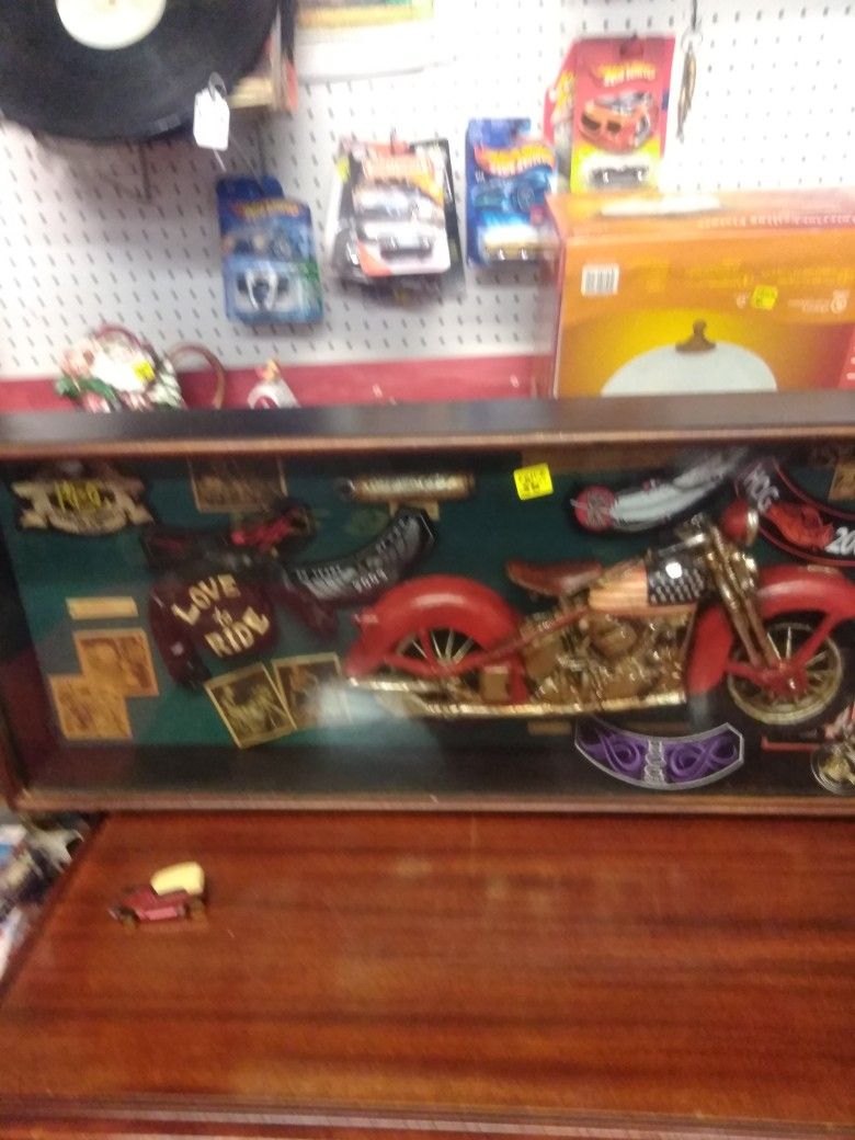 Photo Motorcycle Shadow Box Wood Not Plastc