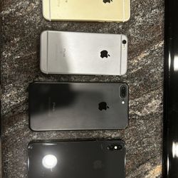 iPhone 6s Gold, 6s Silver, 7 black, X Black