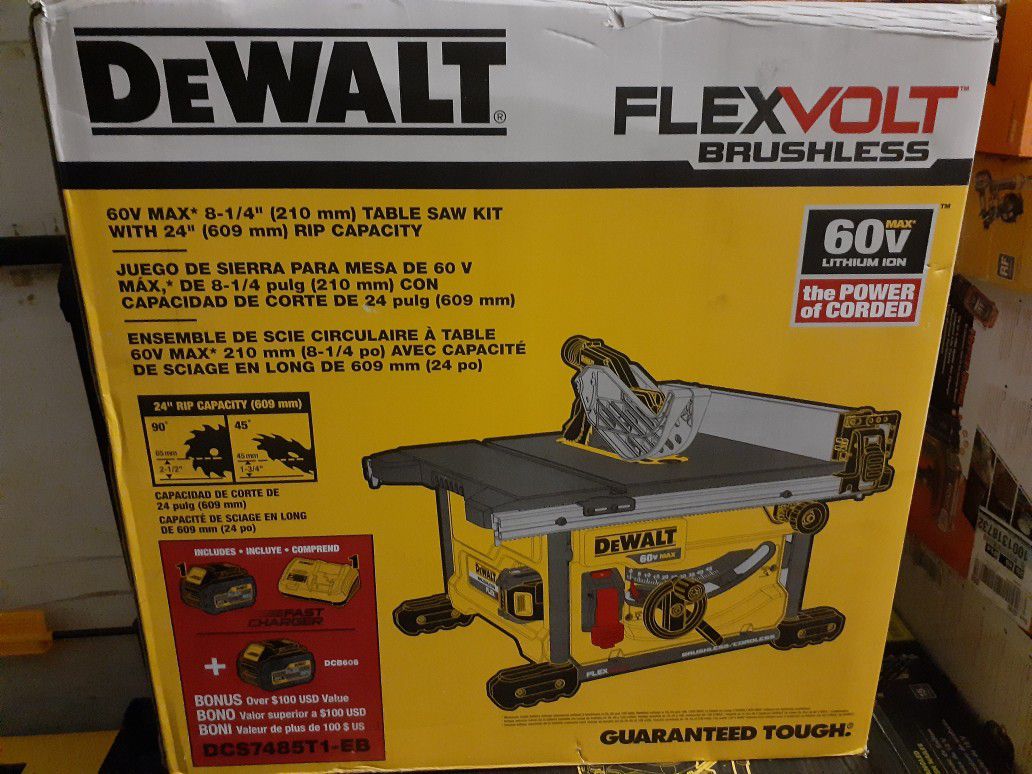 New never used flexvolt Dewalt cordless table saw kit