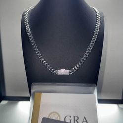 Moissanite/925 Sterling Silver Cuban Chain