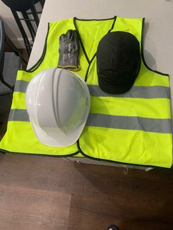 Safety gear, skull cap, hardhat,vest,gloves ￼