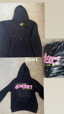 Pink and black sp5der hoodie