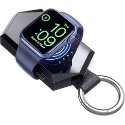AORATY Portable Apple Watch Charger 1000mAh Magnetic Keychain Wireless Portable iWatch Charger Apple Watch Power Bank for All Apple Watch SeriesA(Blac