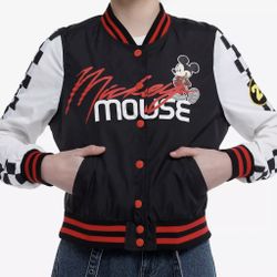 Disney Mickey Mouse Racing Varsity Windbreaker Jacket Size XL
