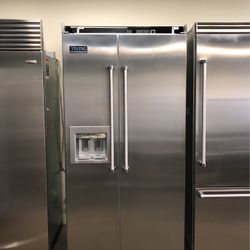 Viking 42”wide Side By Side Built In Stainless Steel Refrigerator 
