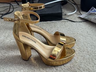 Dream Pairs Gold Platform Block Heel Sandals