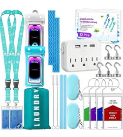 Cruise Essentials 2026 Must Haves Kit, Non-Surge Power Strip,Lanyard Magnetic Hooks, Luggage Tags, Waterproof Phone Case, Towel Bands, Disposable Toot
