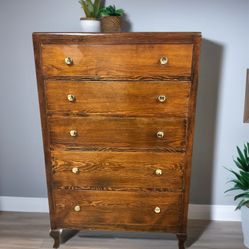 Tall Antique Oak Dresser 