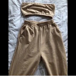 Two piece matching tube top and joggers set