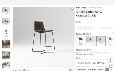 West Elm Slope Leather Bar and Counter Stools