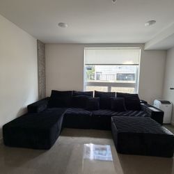 Black Boneless Couch / 5 Seater 