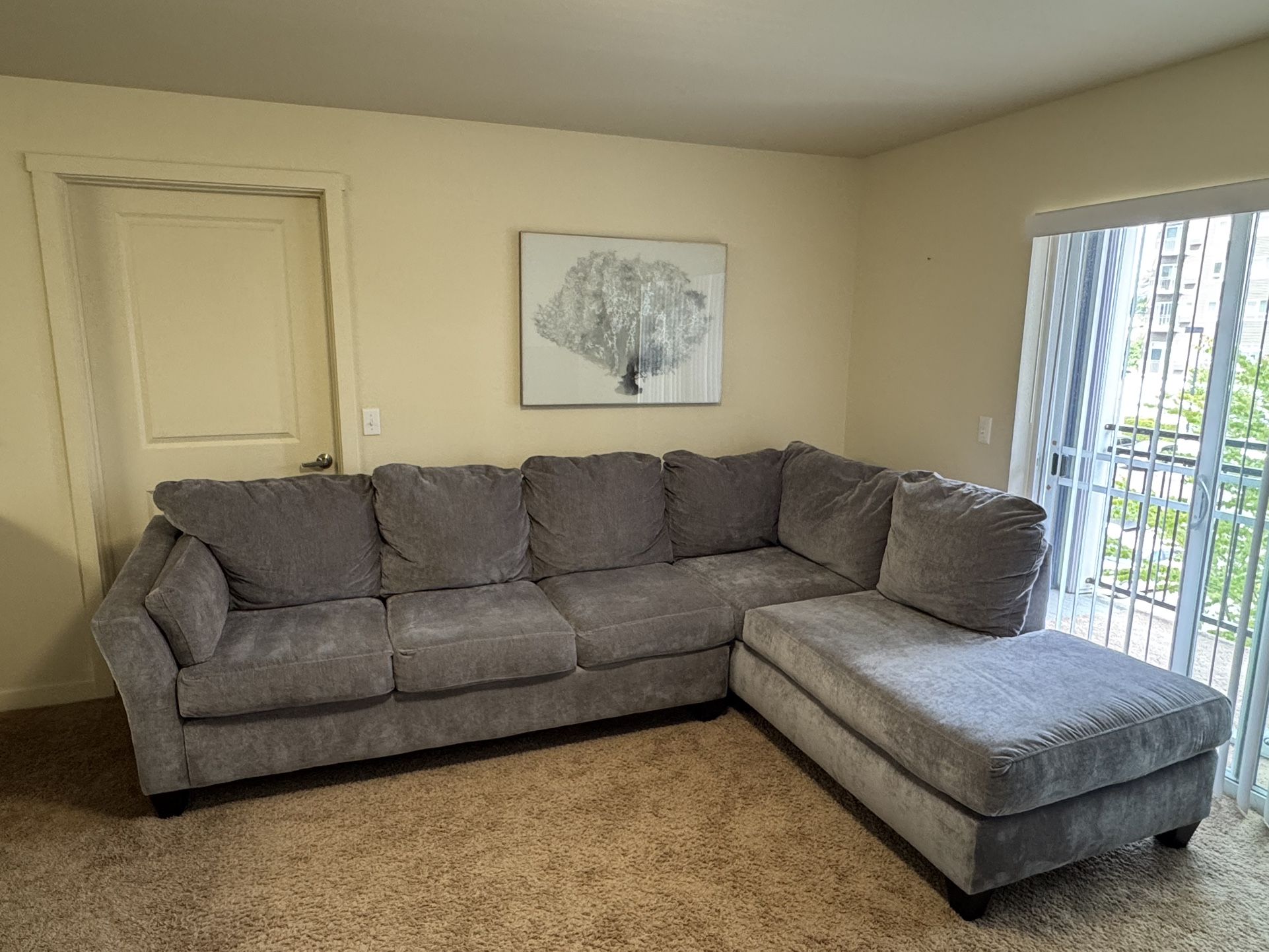 Gray L-Shaped Sectional Sofa w/ Chaise - Cheers by Manwah - Made in USA