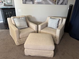 NEW CHAIRS COMPLE WITH OTTOMAN AND PILLOWS