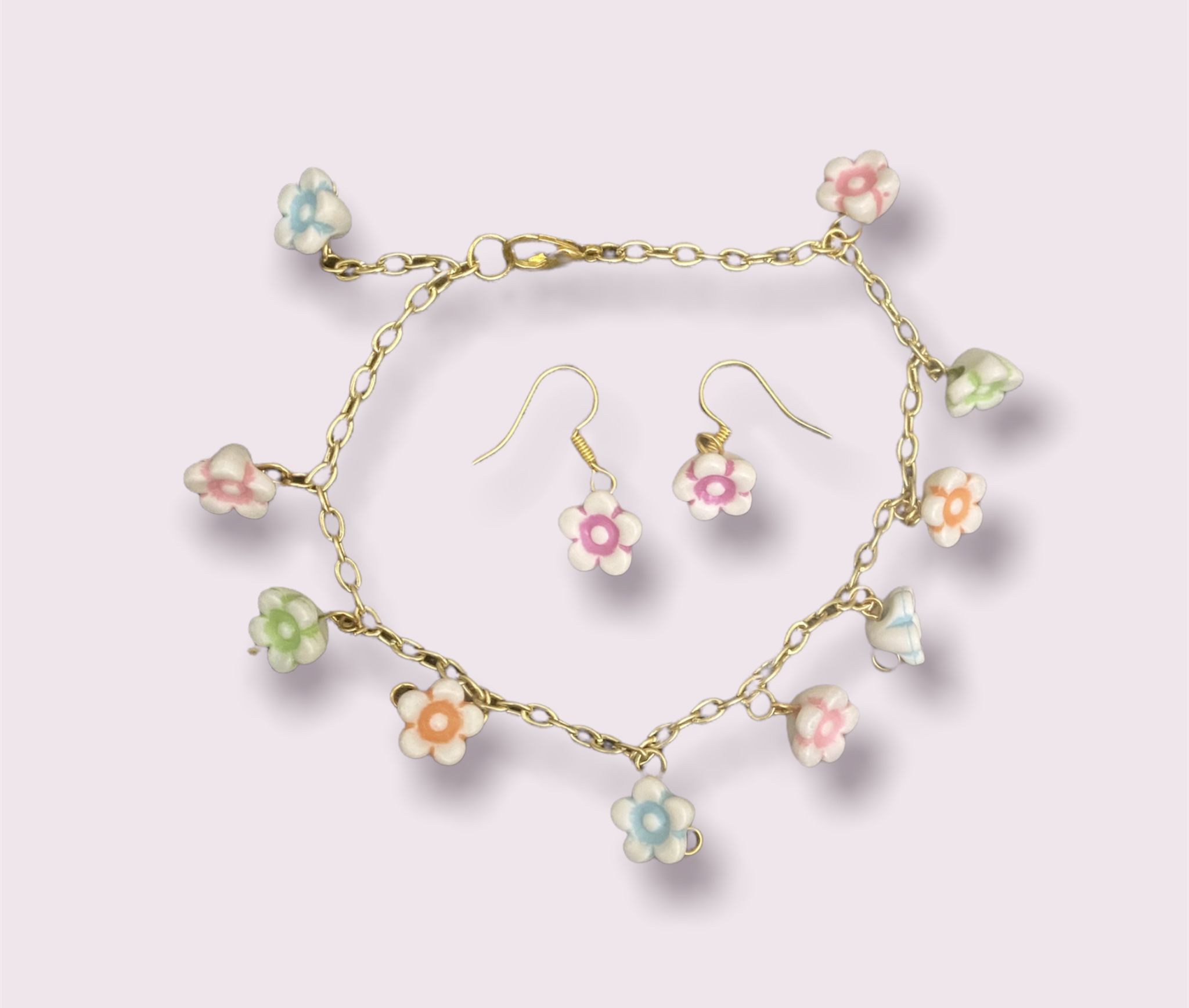 Handmade Floral Anklet With Free Matching Earrings!