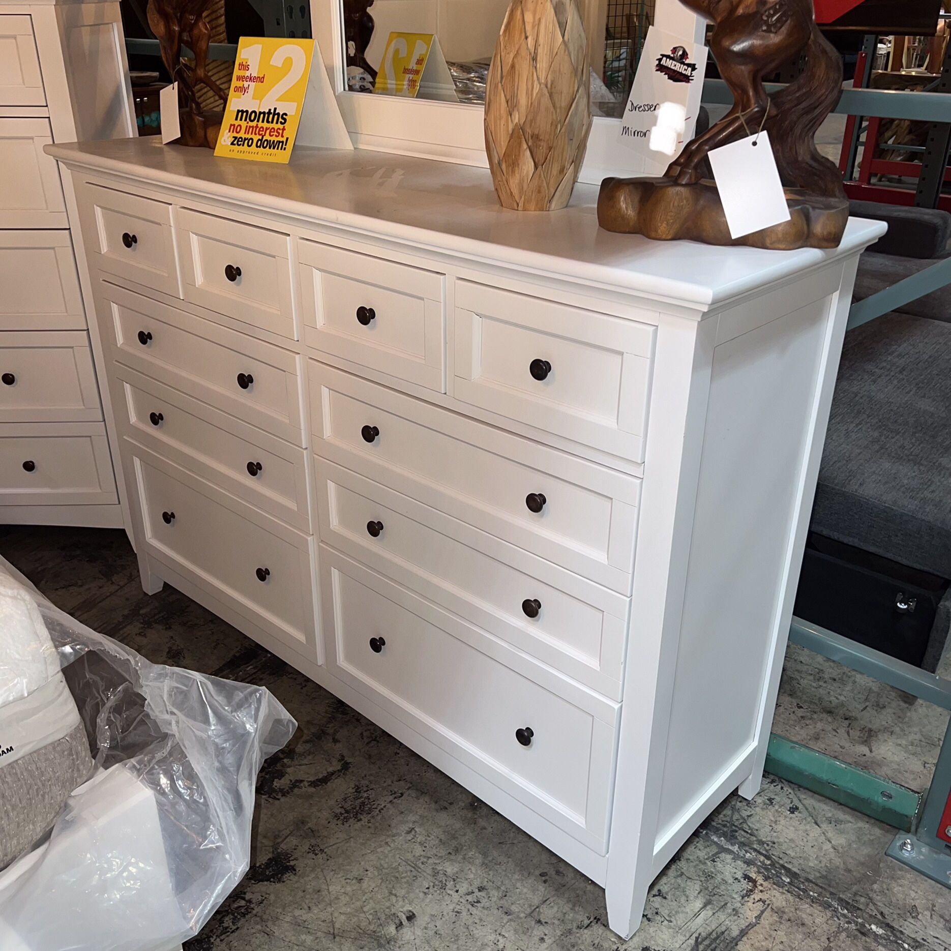 White Solid Wood 10 Drawer Dresser - New Traditions